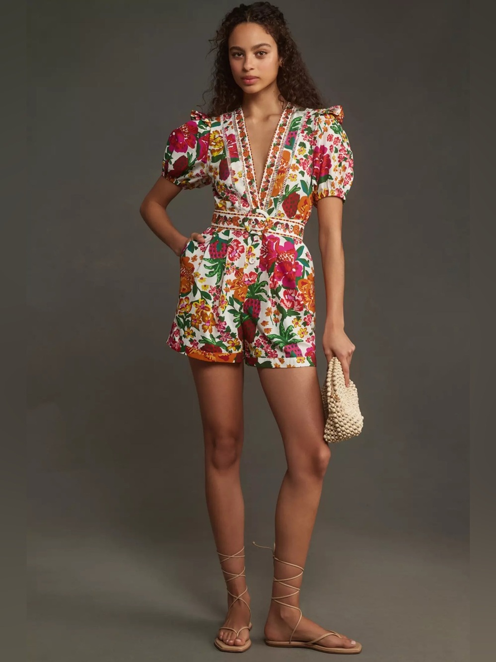 Farm Rio Cotton Flowerful Sketch Romper